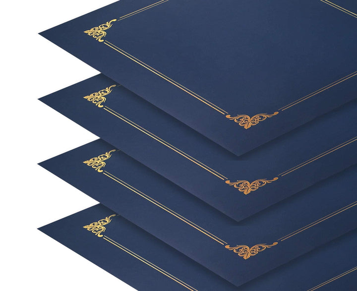 25 Pack Navy Blue Certificate Holders, Diploma Holders, Document Covers with Gold Foil Border, for Letter Size Paper, 25 Count, Blue