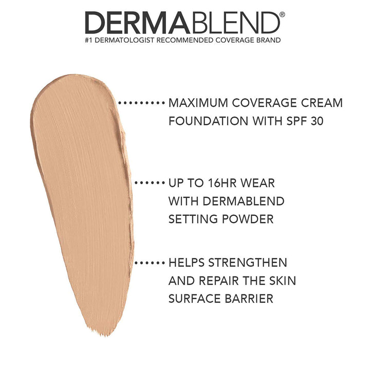 Cover Creme High Coverage Foundation with SPF 30, 10N Warm Ivory, 1 Oz.