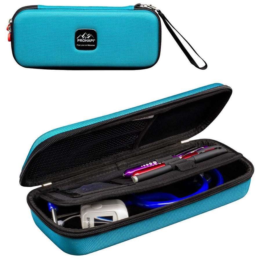 Hard Stethoscope Case, Large Stethoscope Carrying Case with ID Slot, Compatible with 3M Littmann/ADC/Omron/MDF Stethoscope Includes Mesh Pocket for Nurse Accessories (Turquoise)