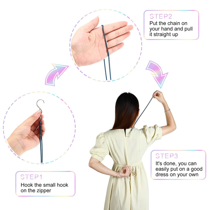 4 Pieces Zipper Puller Dress Zipper Helper Zipping Up Down Dress by Yourself Zip Aid Tool Zipper Pull Assistant Clothes Zipper Handle for Dress vening Dresses and Boots
