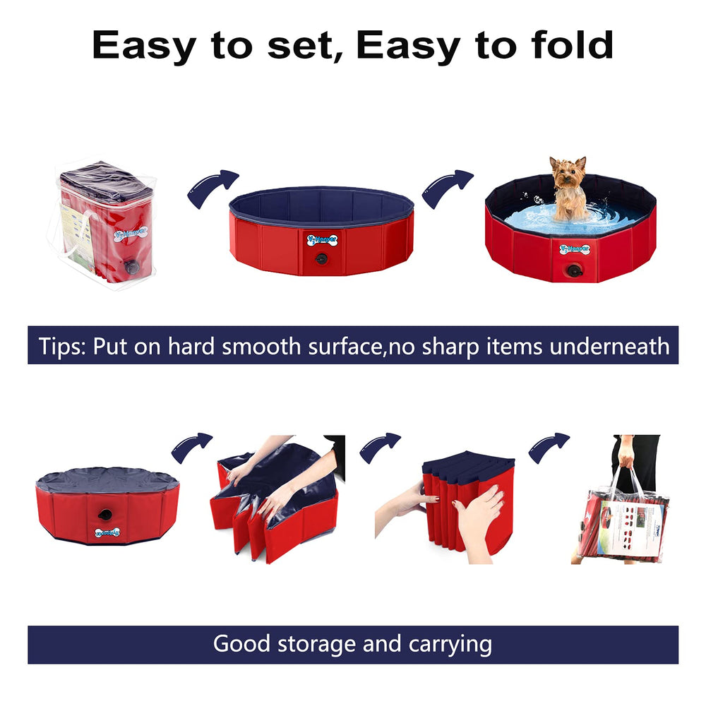 Foldable Dog Pool Collapsible Heavy Duty PVC Pet Pool Bath Tub for XLarge Dogs and Puppies, 63 X 12 inch