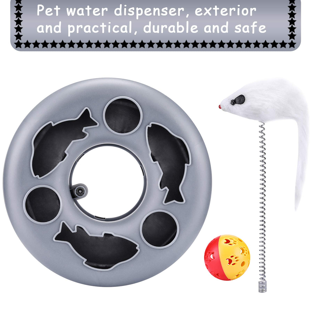 Interactive Kitten Toys Roller Track with Catnip Spring Pet Toy with Exercise Balls Teaser Mouse for Indoor Cats (Soft Grey)