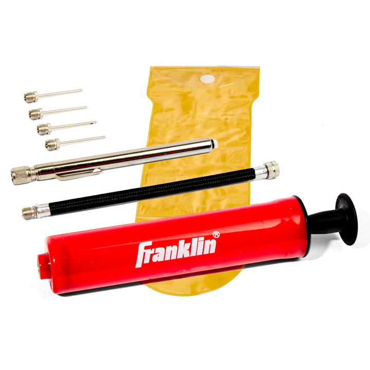 Ball Pump Kit -7.4 - Perfect for Basketballs, Soccer Balls and More - Complete Hand Pump Kit with Needles, Flexible Hose, Air Pressure Gauge and Carry Bag