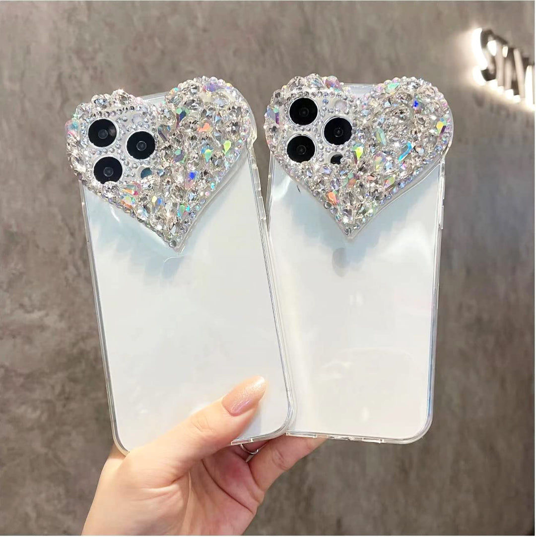 Compatible with iPhone 13 Pro Max case,Luxury Bling Rhinestone 3D Diamond Love Case Cute Glitter Sparkle Soft Silicone TPU Case Cover for Women Girls