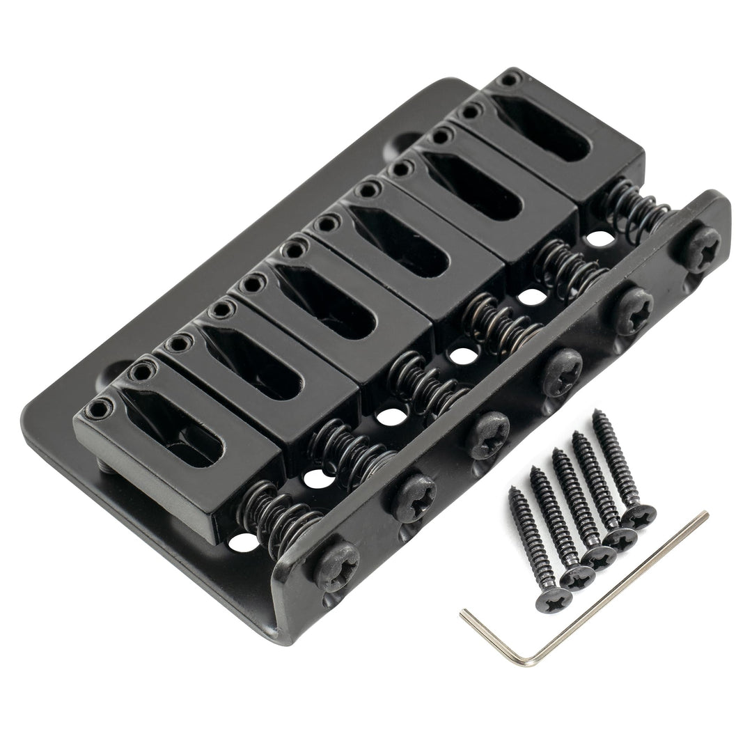 Basic 52.5mm(2-1/16 inch Fixed Hardtail Guitar Bridge for 6 String Fender Strat Tele Style Electric Guitar,Black