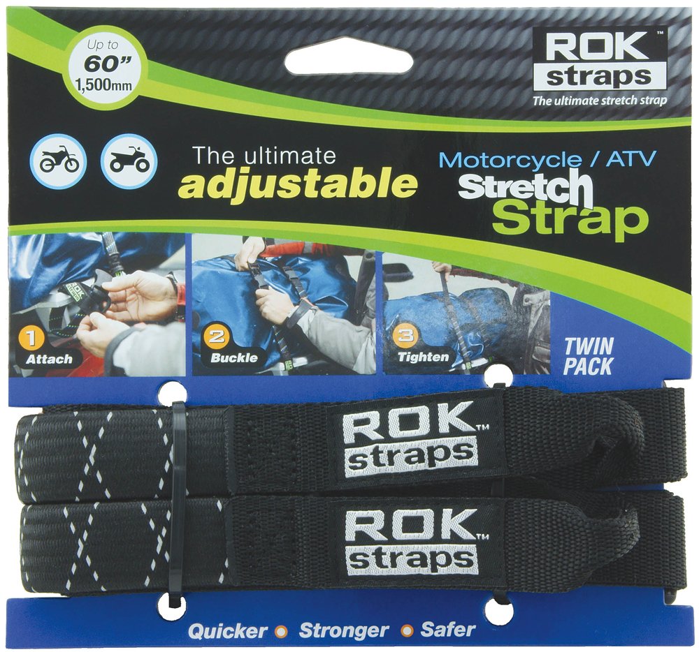 ROK-10050 Black/Reflective 18 - 60 Motorcycle/ATV Adjustable Stretch Strap