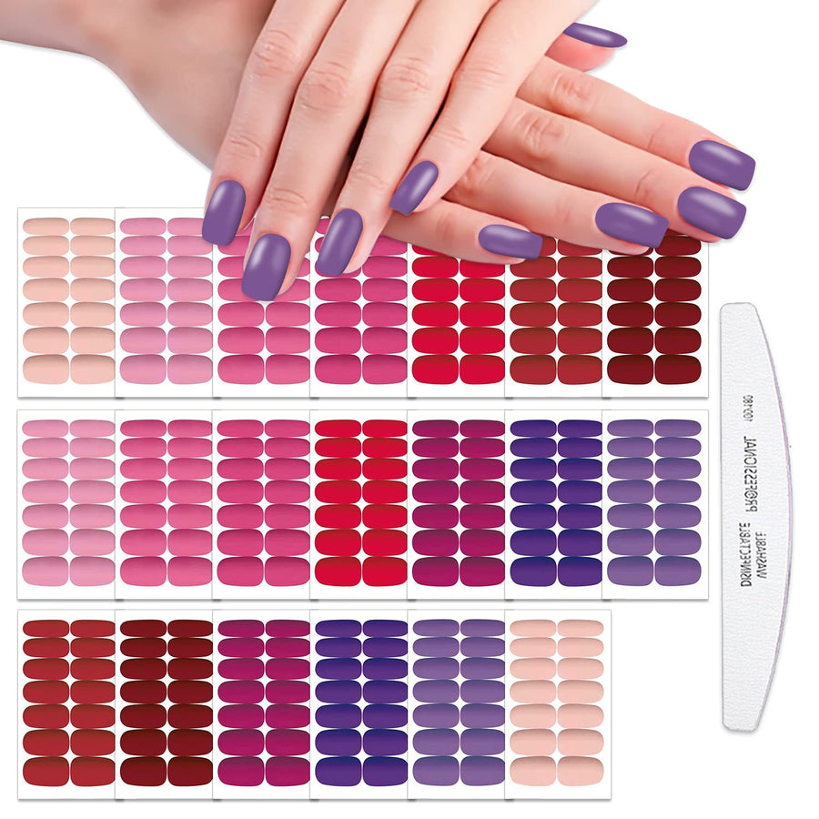 20 Sheets Matte Solid Nail Polish Strips Stickers Warm Tones Low Gloss Nail Stickers Full Nail Wraps Real Nail Polish Stickers for Women Stick On Gel Nails Strips with Nail File