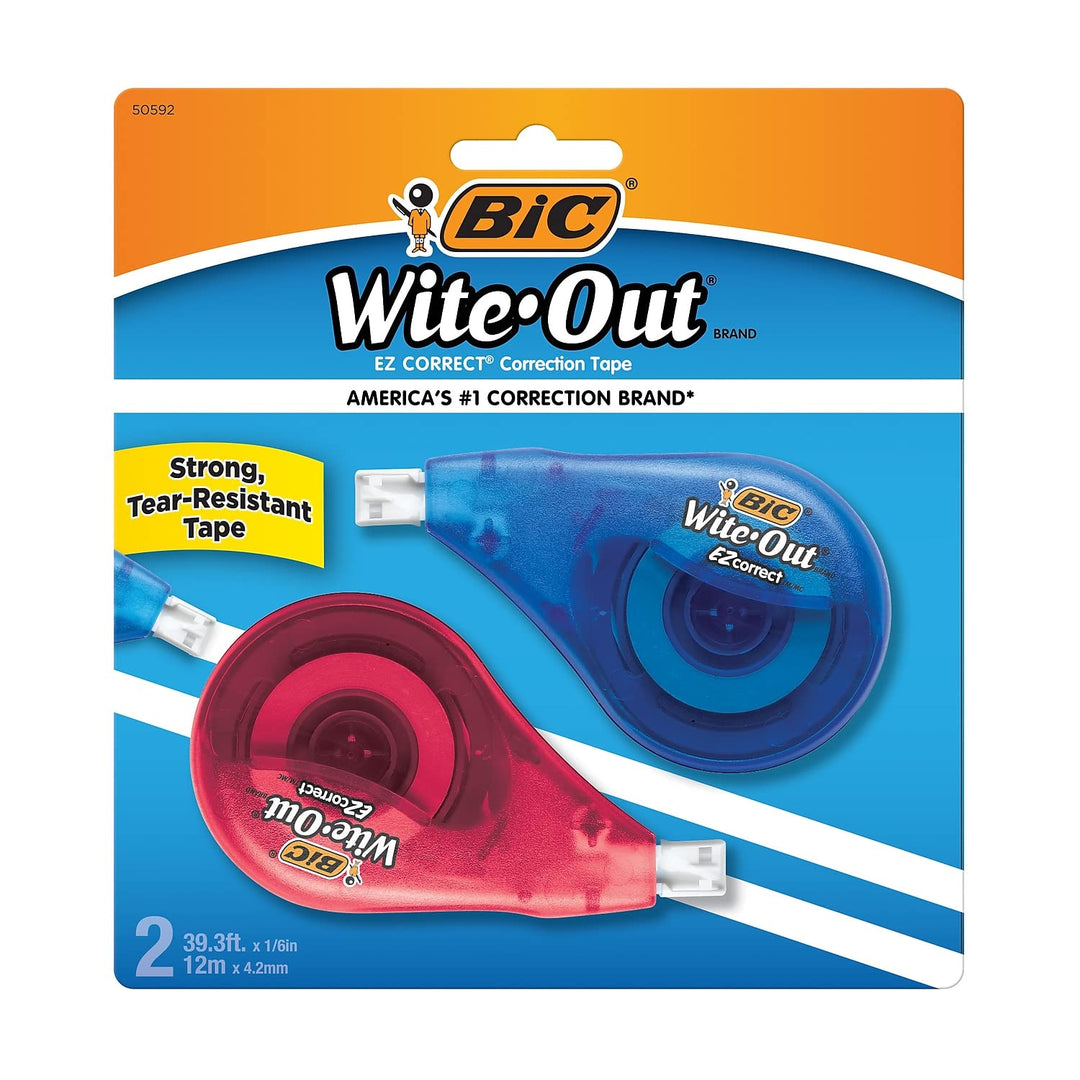 Wite-Out Brand EZ Correct Correction Tape, 39.3 Feet, 2-Count Pack of white Correction Tape, Fast, Clean and Easy to Use Tear-Resistant Tape Office or School Supplies
