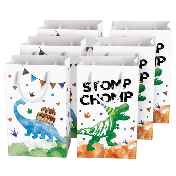 Watercolor Dinosaur Party Bags - 16 Pack Dinosaur Party Favor Bags for Boys Kids Dino Theme Party Supplies Candy Treat Goodies Gift Bags with Handle