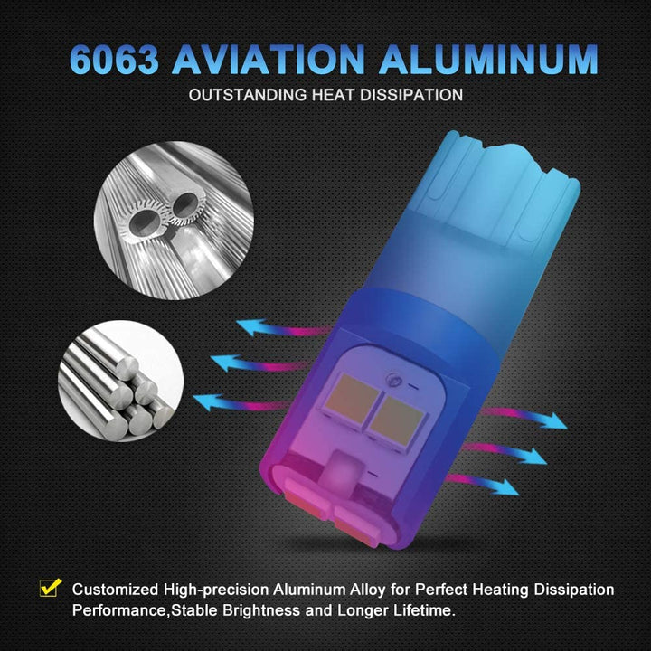194 LED Light Bulb 6000K White 168 2825 W5W T10 Wedge 6-SMD 3030 Chipsets LED Replacement Bulbs Error Free for Car Dome Map Door Courtesy License Plate Lights, Pack of 5