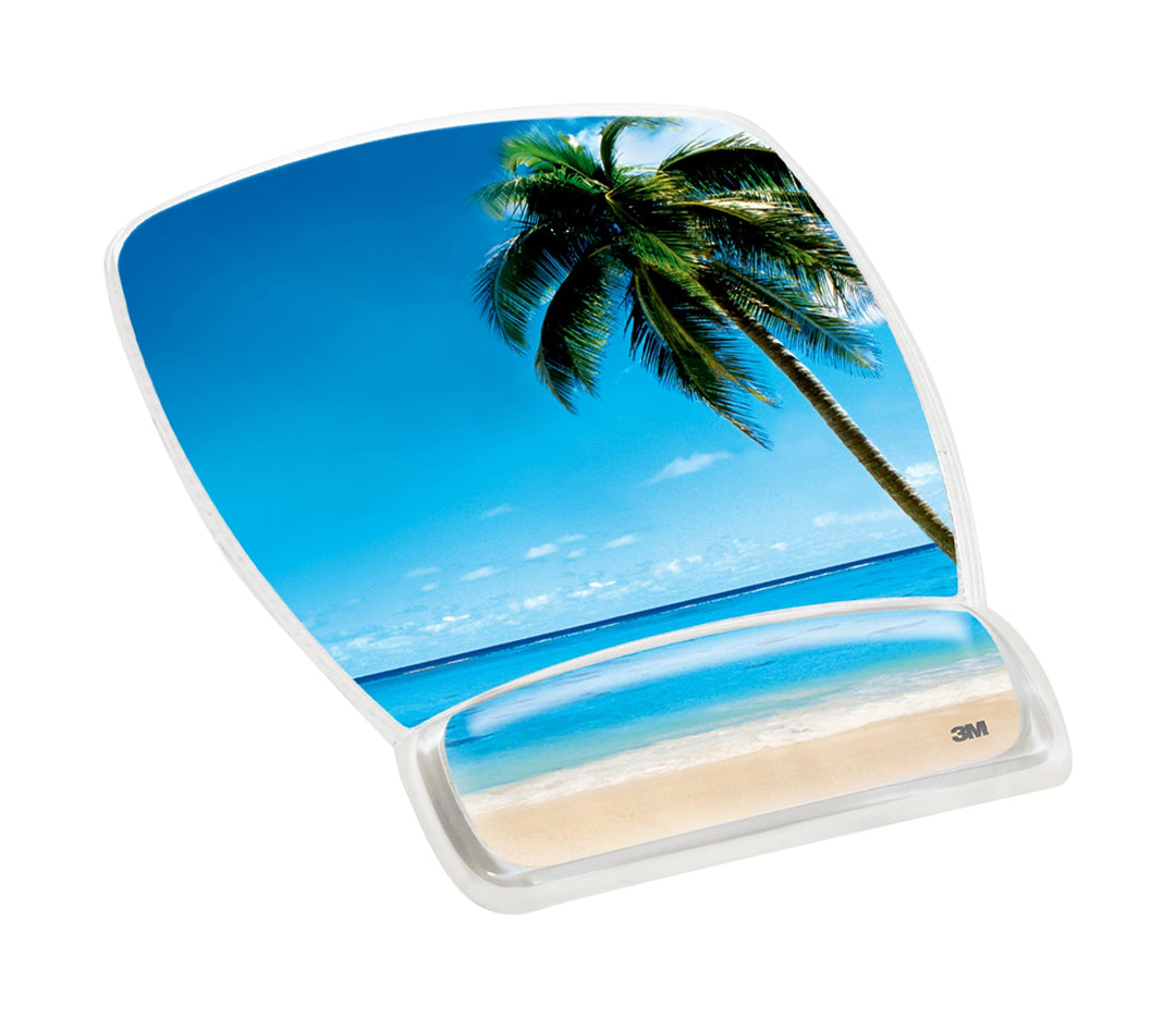 Fun Design Clear Gel Mouse Pad with Wrist Rest, 6.8 x 8.6, Beach Design