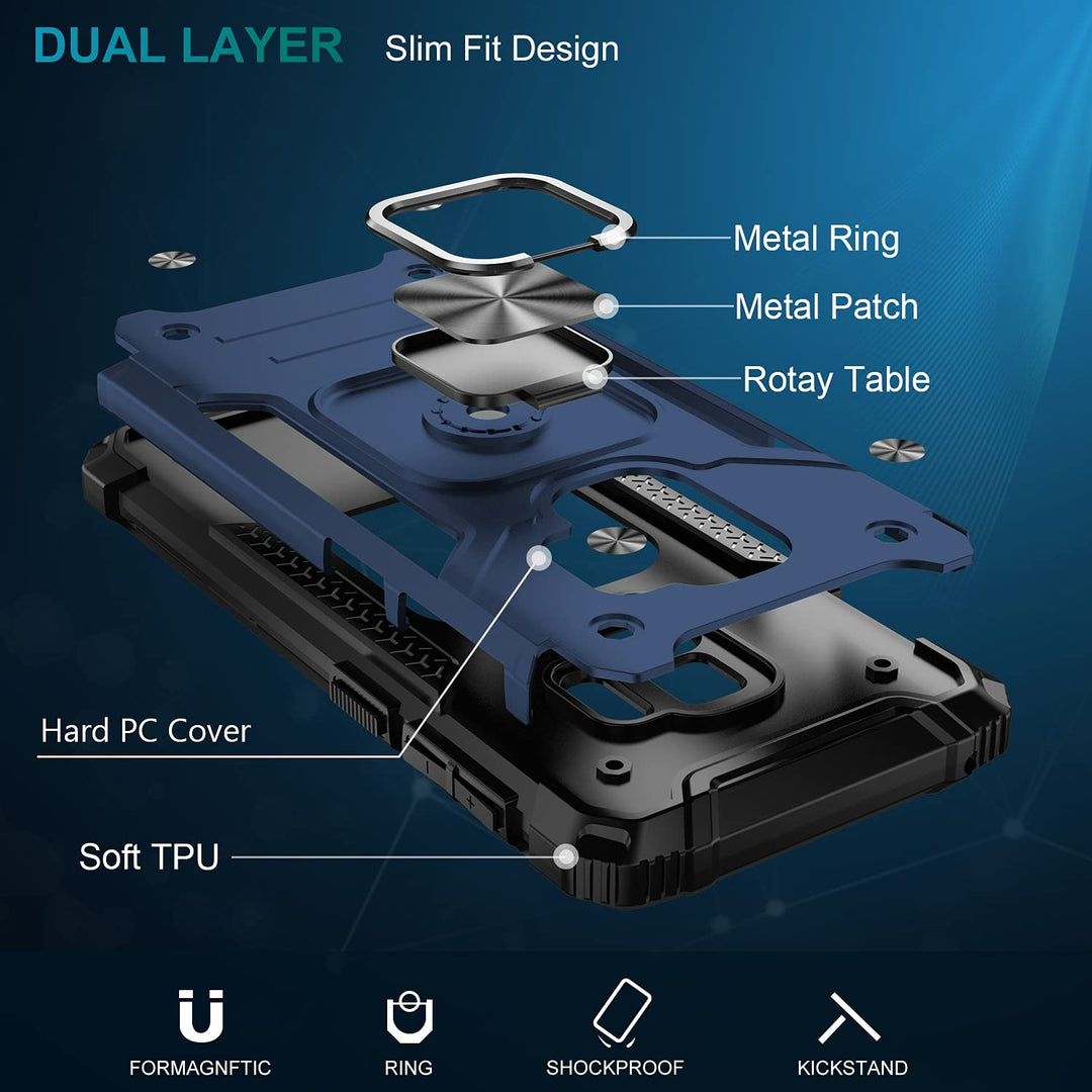for Galaxy S9 Case,Dual Layer Soft Flexible TPU and Hard PC Anti-Slip Full-Body Rugged Protective Phone Case with Magnetic Kickstand for Samsung Galaxy S9 Blue