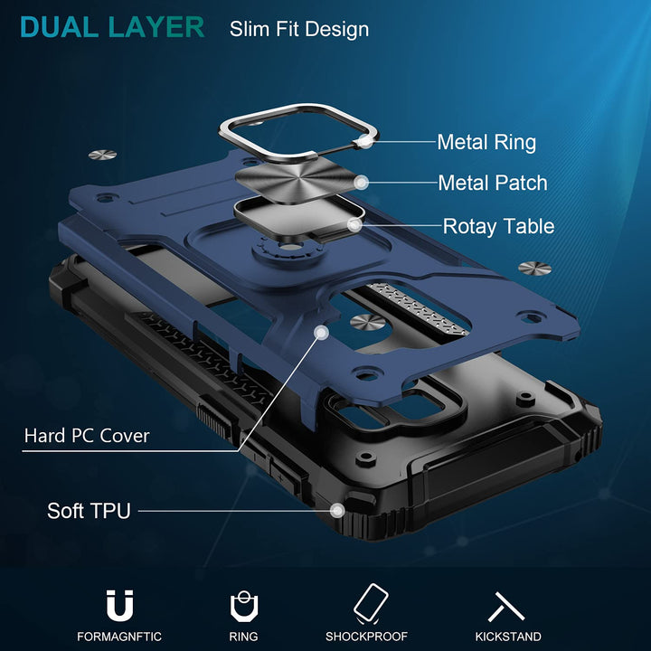 for Galaxy S9 Case,Dual Layer Soft Flexible TPU and Hard PC Anti-Slip Full-Body Rugged Protective Phone Case with Magnetic Kickstand for Samsung Galaxy S9 Blue