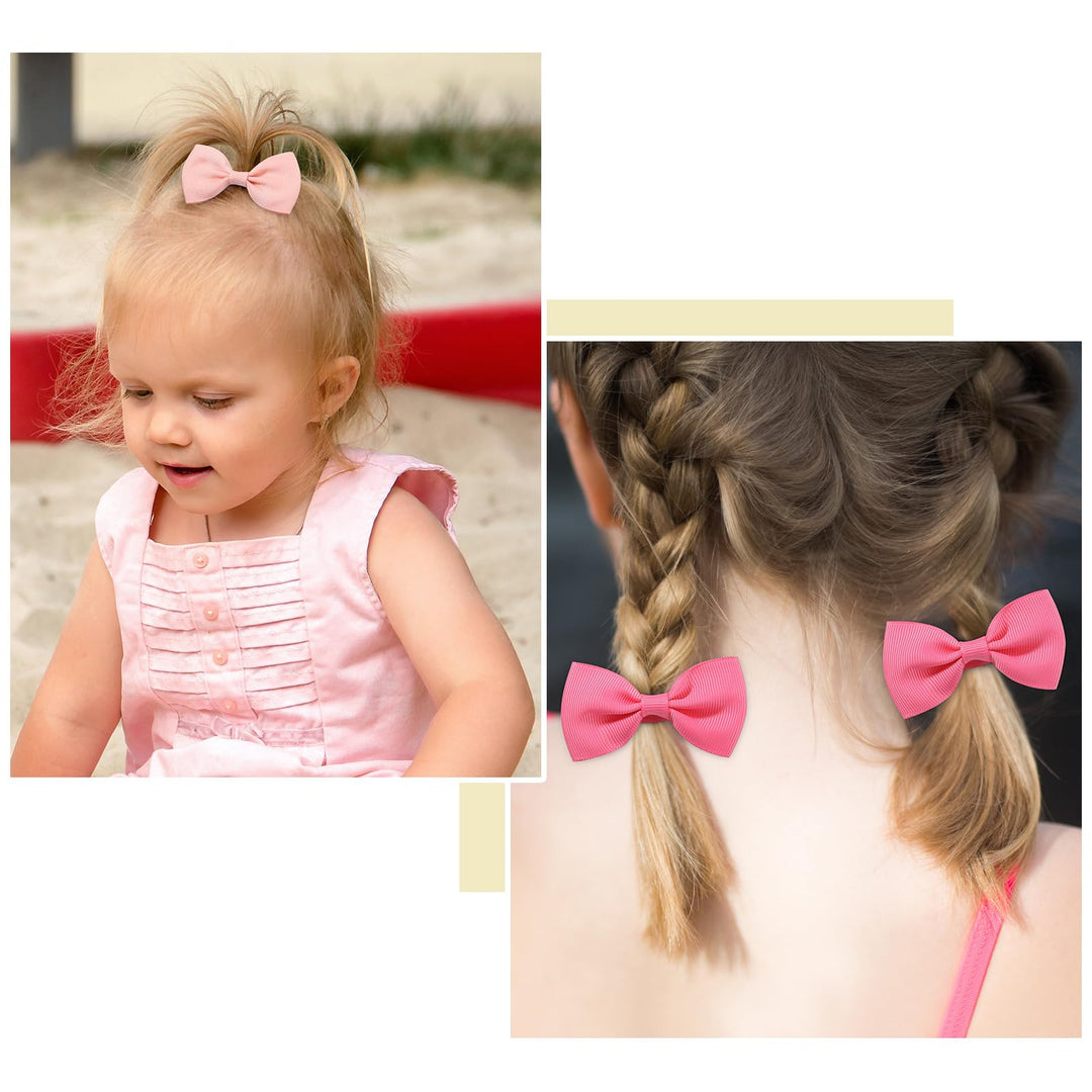 Hair Ties with Bows, 2.5inch Grosgrain Ribbon Elastic Ponytail Holders, 40Pcs for Girls Infants Hair Accessories