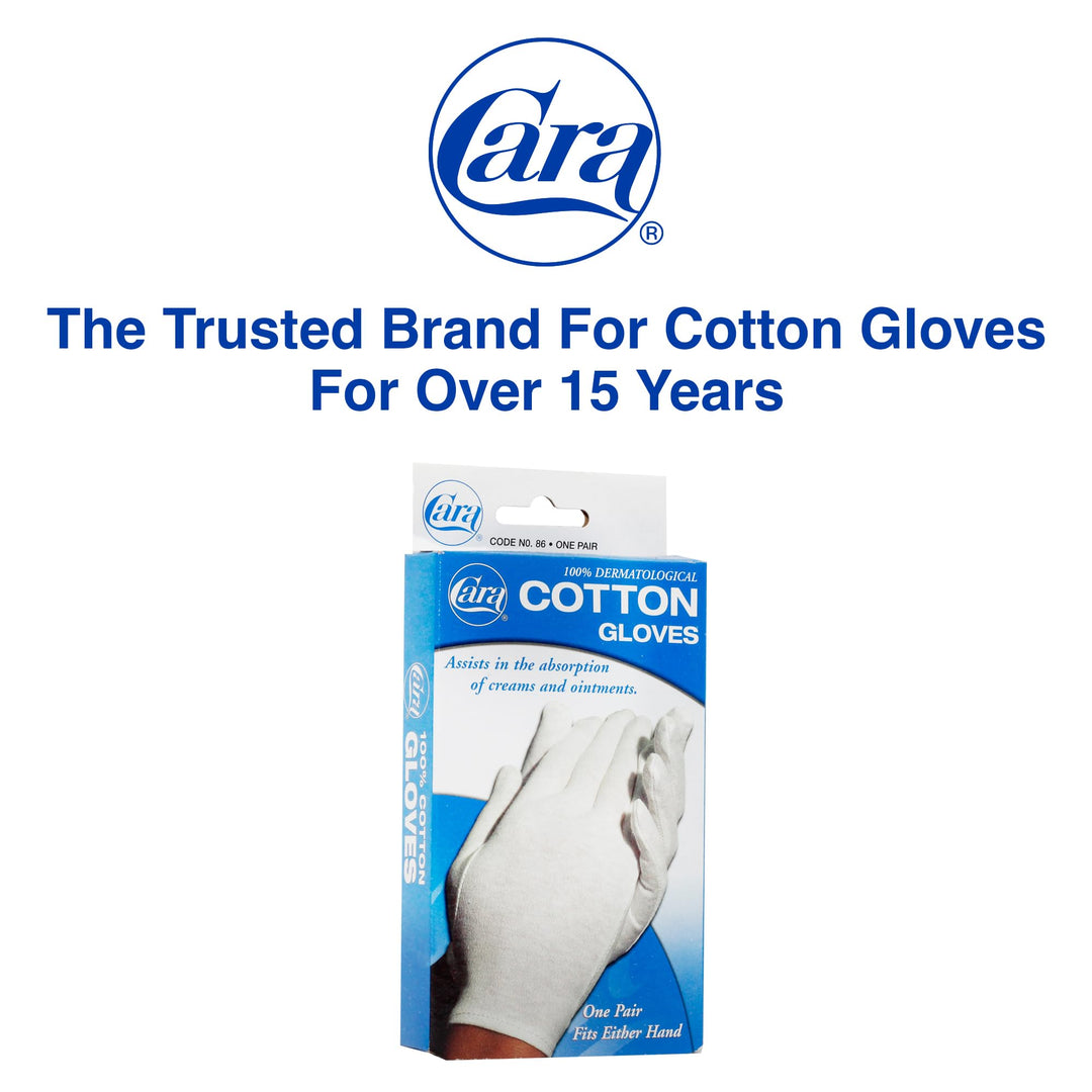 Cara Moisturizing Eczema 100% Premium Cotton Gloves, Extra Large, White, 1 Pair