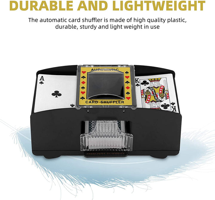 Seasonal Designs Automatic Card Shuffler,2 Decks Poker Shuffler Portable Card Shuffler,Battery-Operated Playing Card Shuffler for Casino,Club Gaming and Home Party, Black