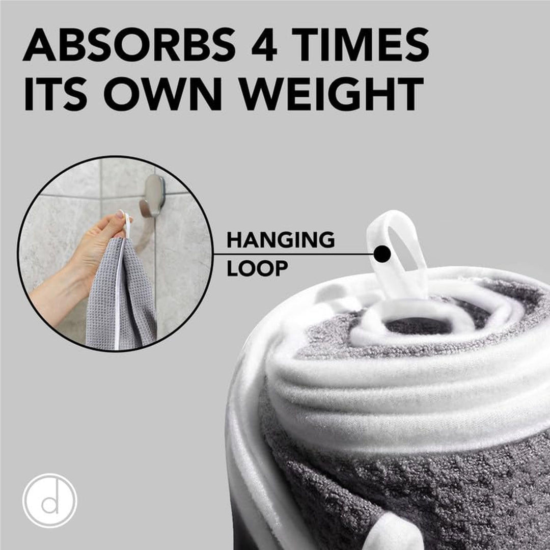 Gym Towels for Sweat 44 x 16.5 (2 Pack) - Absorbent Waffle Fabric Texture Yoga Towel for Gym, Sports, and Exercise - Odor-Free, and Lightweight - for Men and Women - Grey