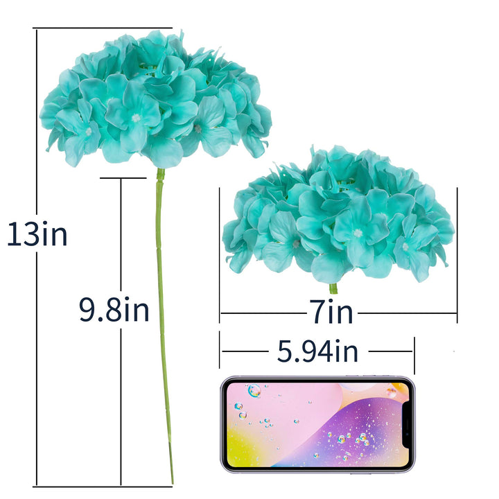 Hydrangea Silk Fake Flowers Heads with Stems, Pack of 10 Full Artificial Flowers for Decoration Wedding Home Party Shop Baby Shower, Room Decor for Bedroom Aesthetic