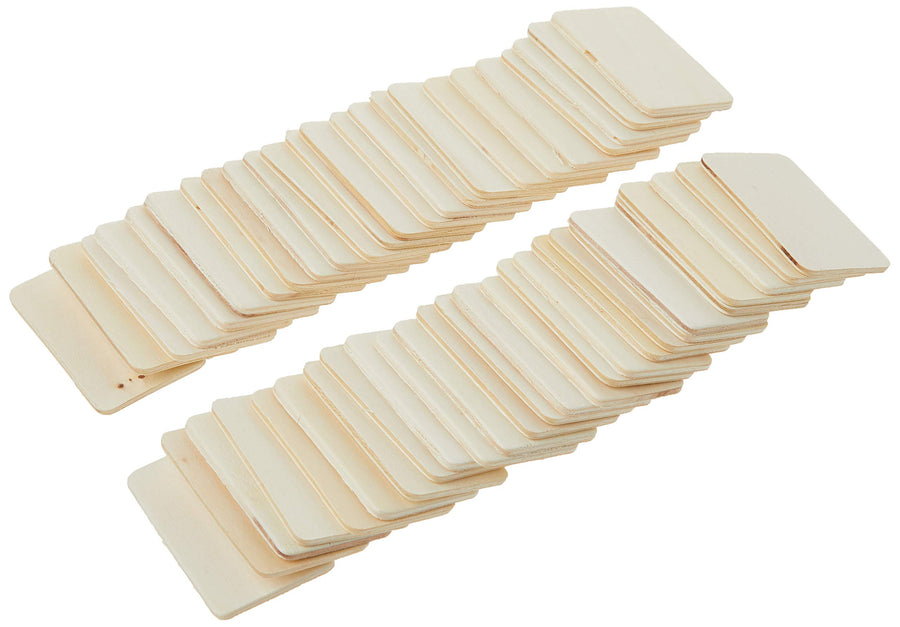 Pie Rectangle-Shaped (50pc) – Light Unfinished Wood is Easy to Paint, Stain, Embellish – Perfect for Art and Craft Projects – Each Piece Measures 2.08†x1.37†, 3mm T, Natural, 50 Count (Pack of 1)