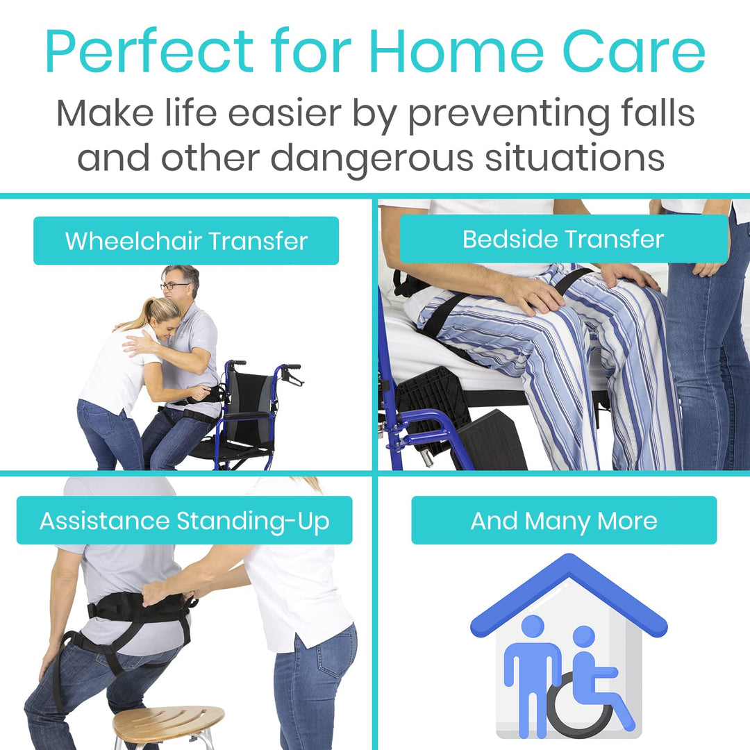 Transfer Belt with Leg Loops - Medical Nursing Safety Gait Assist Device - Bariatrics, Pediatric, Elderly, Occupational and Physical Therapy - Long Strap and Quick Release Metal Buckle - 52 Inch