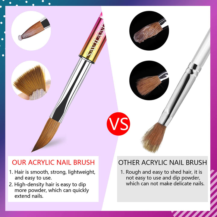 Acrylic Nail Brush Set - 2pcs Size8 & Size12 Acrylic Brushes for Acrylic Powder, Used for Nail Extension, Nail Carving for Beginner and Professional