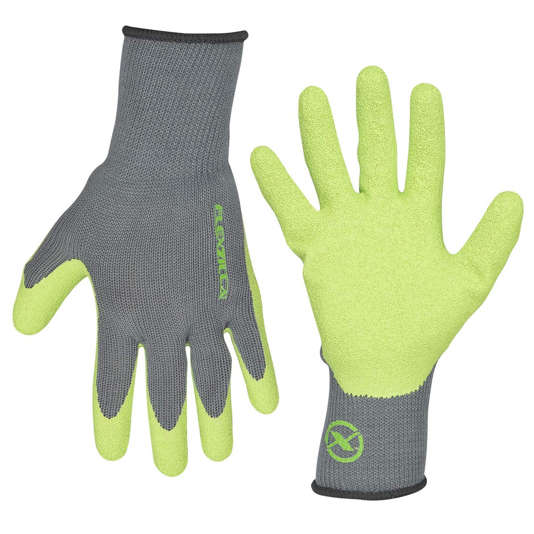 GC240L Crinkle Latex Dip, Gray/ZillaGreen, L Garden Gloves