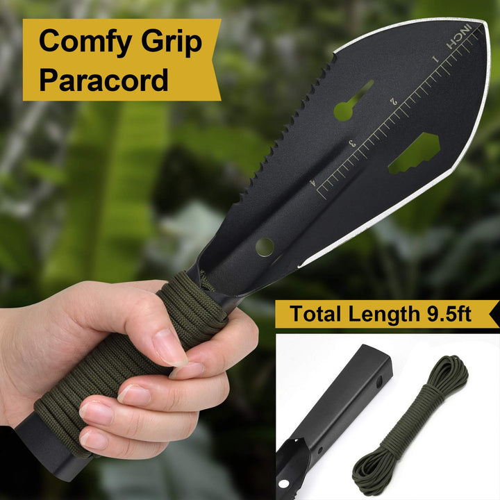 Backpacking Shovel, Camping Hand Trowel, Lightweight Hiking Shovel, Small Potty Multitool with Carrying Pouch for Digging, Metal Detecting, Gardening, Survival and Outdoor