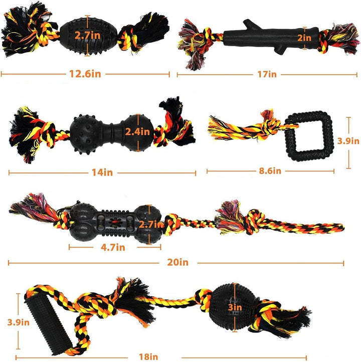 Durable Dog Chew Toys 6 Pack, Cotton Rope Rubber Dog Toys,Convex Design for Puppy Small Medium Dogs Chew, Tug of War, Fetching, Puppy Teething Toy for Boredom, Gift