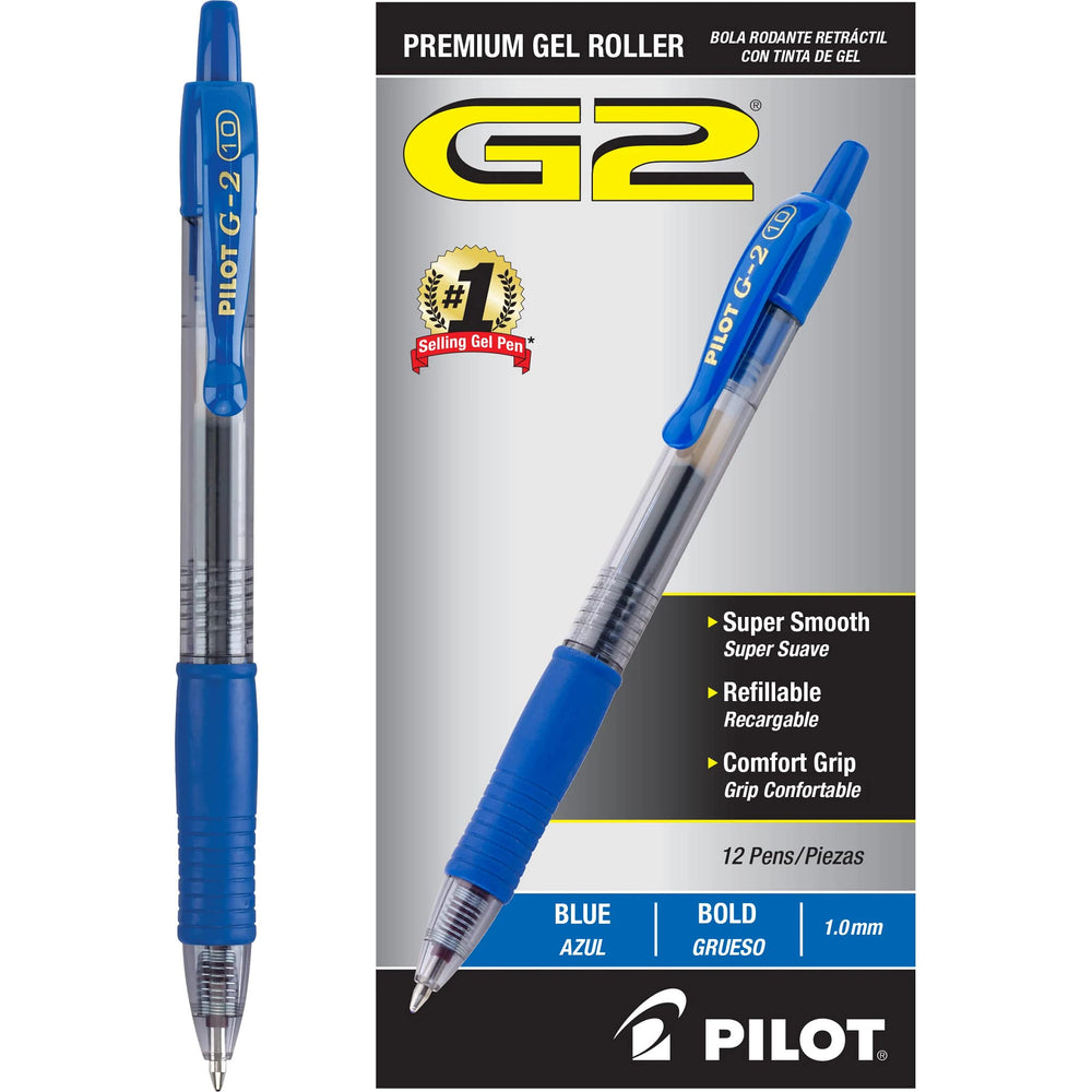, G2 Premium Gel Roller Pens, Bold Point 1 mm, Pack of 12, Blue