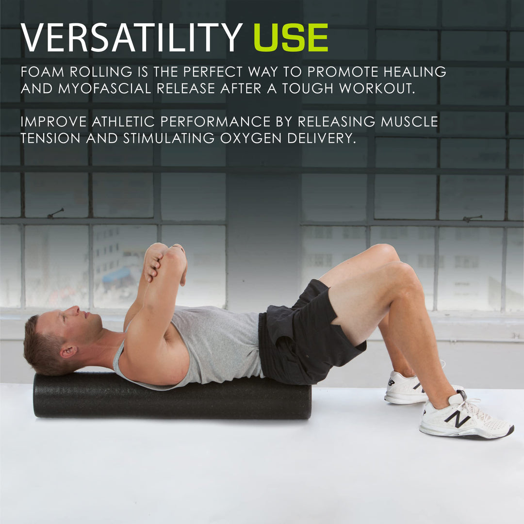 High Density Foam Rollers 36 - inches long, Firm Full Body Athletic Massager for Back Stretching, Yoga, Pilates, Post Workout Trigger Point Release, Black