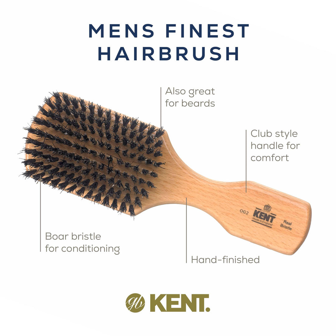 Kent Brushes Club Beech Wood Hairbrush, OG2, 6 Ounce