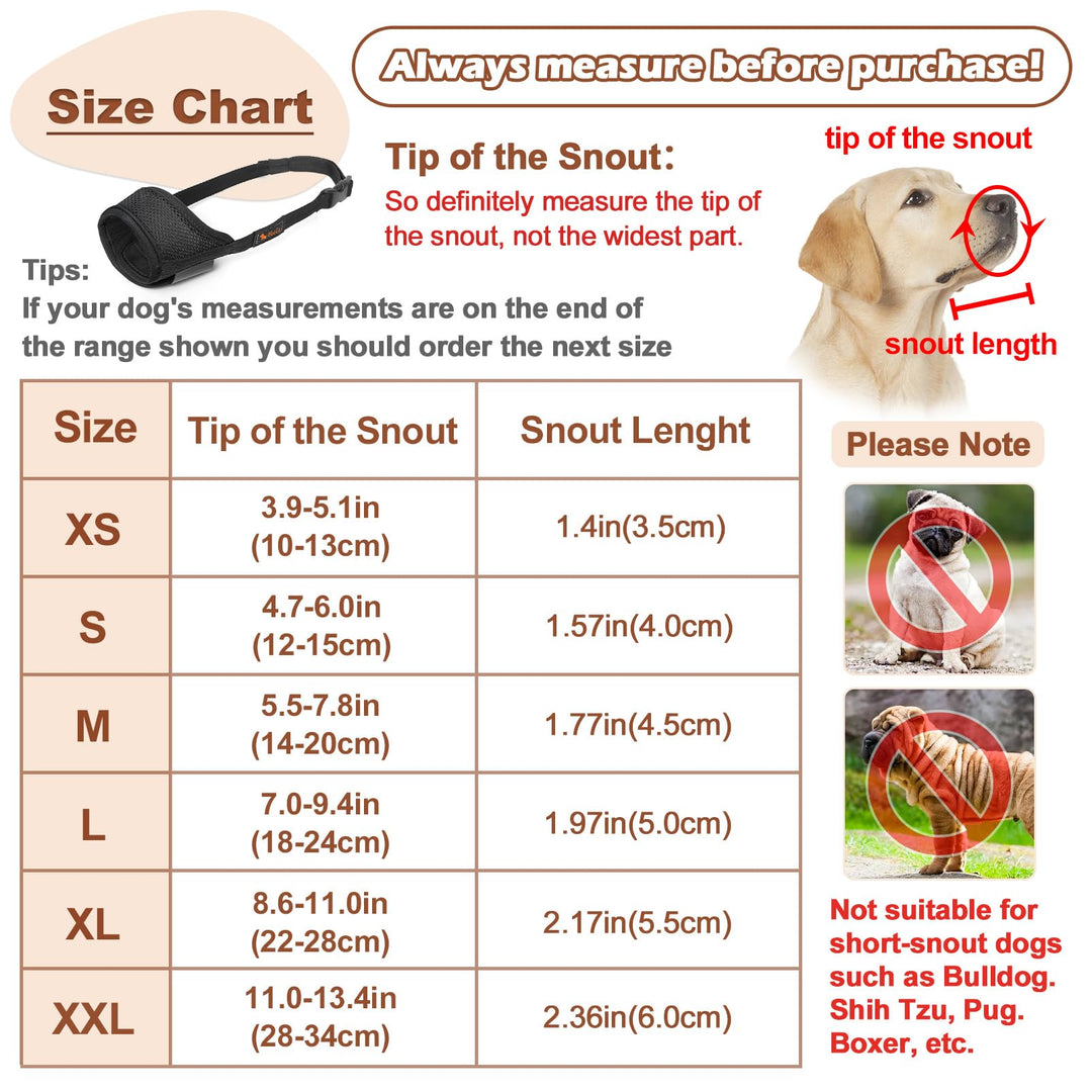 Dog Muzzle,Soft Nylon Muzzle Anti Biting Barking Chewing,Air Mesh Breathable Drinkable Adjustable Loop Pets Muzzle for Small Medium Large Dogs 4 Colors 4 Sizes XS