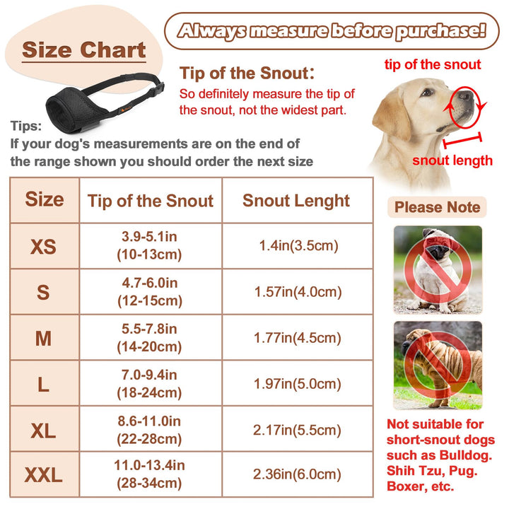 Dog Muzzle,Soft Nylon Muzzle Anti Biting Barking Chewing,Air Mesh Breathable Drinkable Adjustable Loop Pets Muzzle for Small Medium Large Dogs 4 Colors 4 Sizes XS