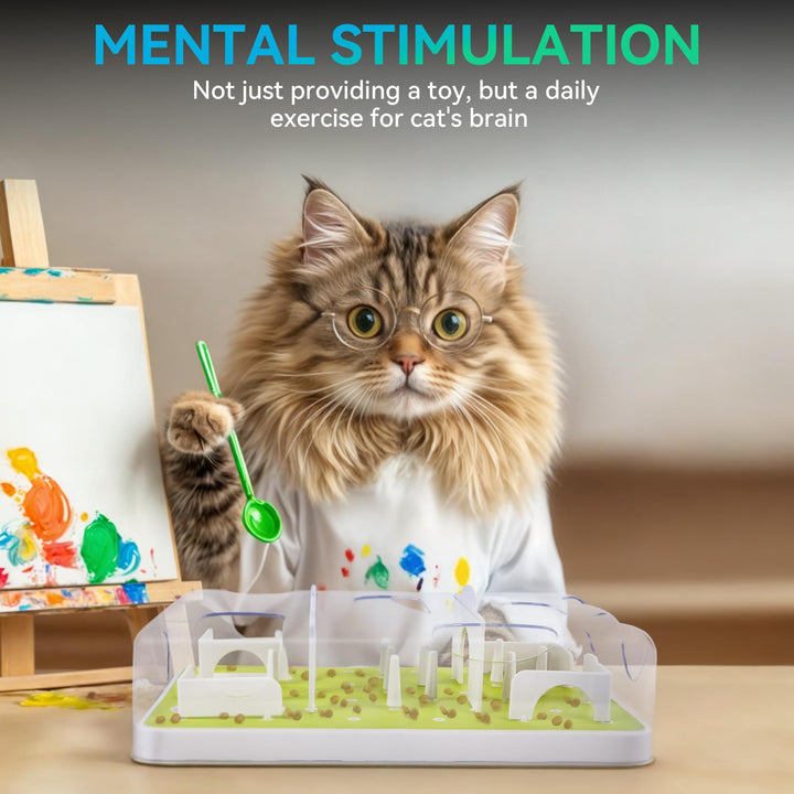 Interactive Puzzle Feeder and Cat Toy - Cat Brain Stimulation and Slow Feeder for Enrichment - For Indoor Cats