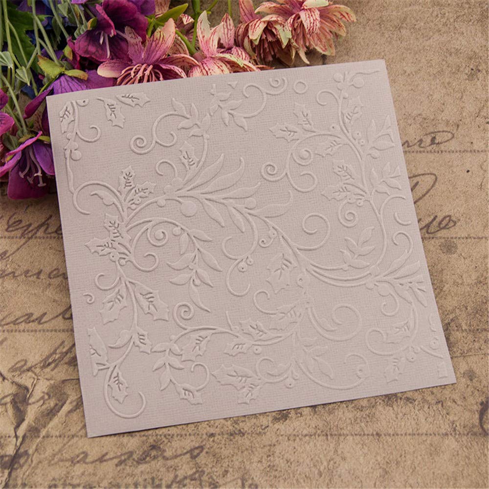 Christmas Berry Beans Branch Leaves Background Plastic Embossing Folders for Card Making Scrapbooking or Paper Crafts