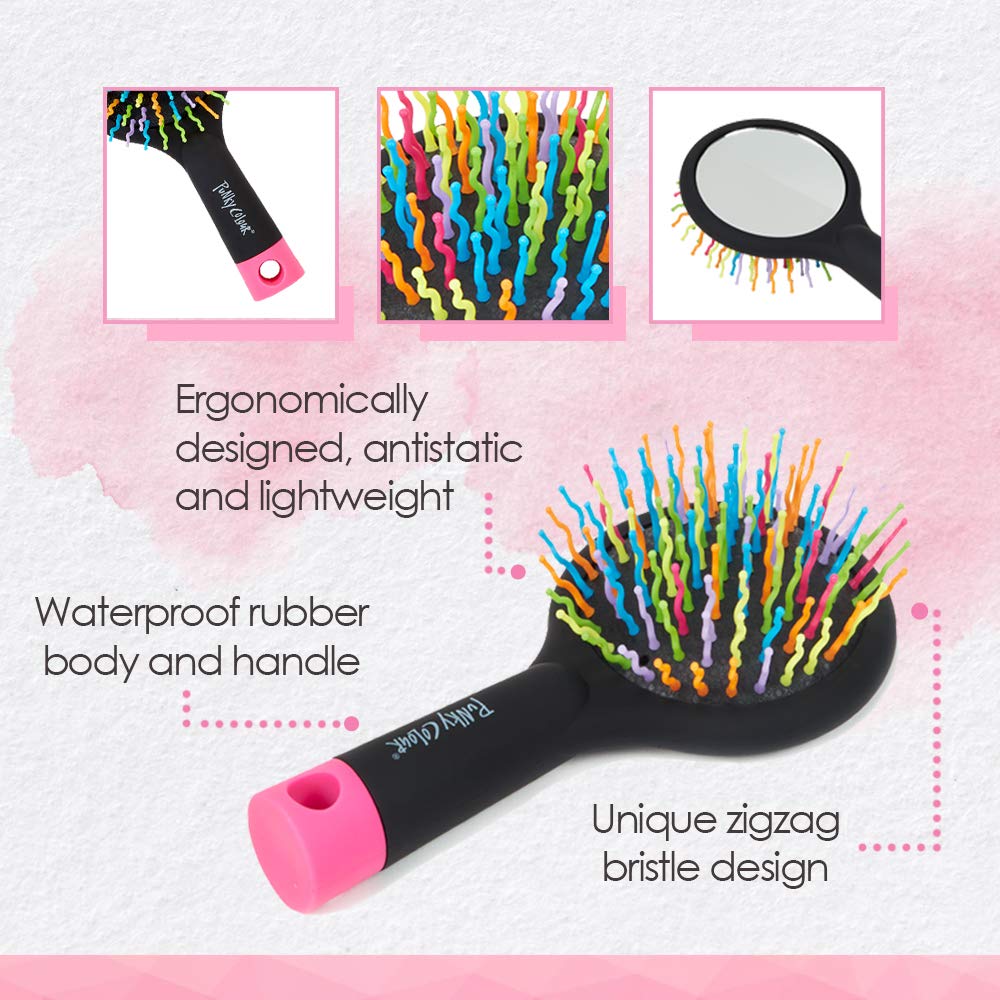Hair Brush and Hair Detangler with Mirror