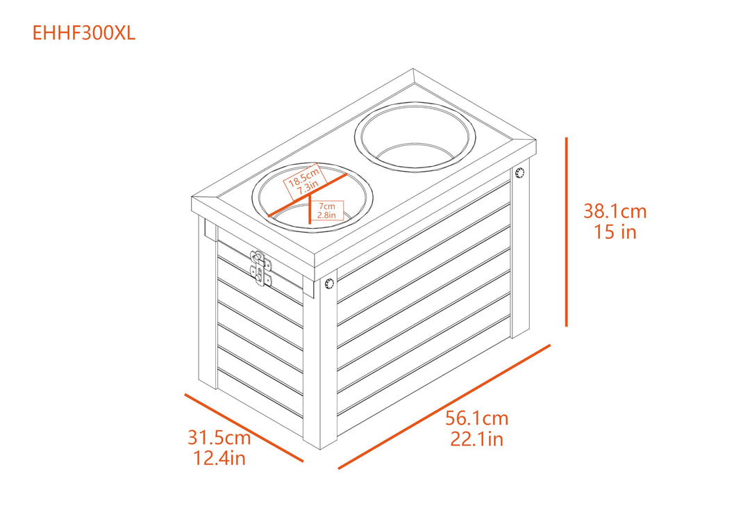 ® ECOFLEX® Elevated Dog Feeder with 2 Stainless Steel Bowls and Sliding Lid Storage Bin