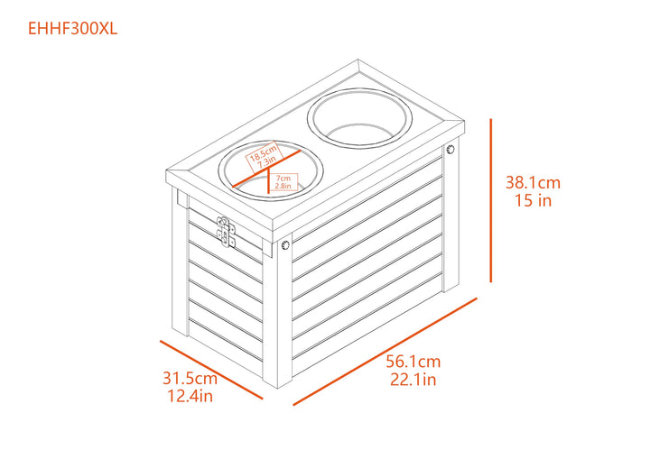 ® ECOFLEX® Elevated Dog Feeder with 2 Stainless Steel Bowls and Sliding Lid Storage Bin