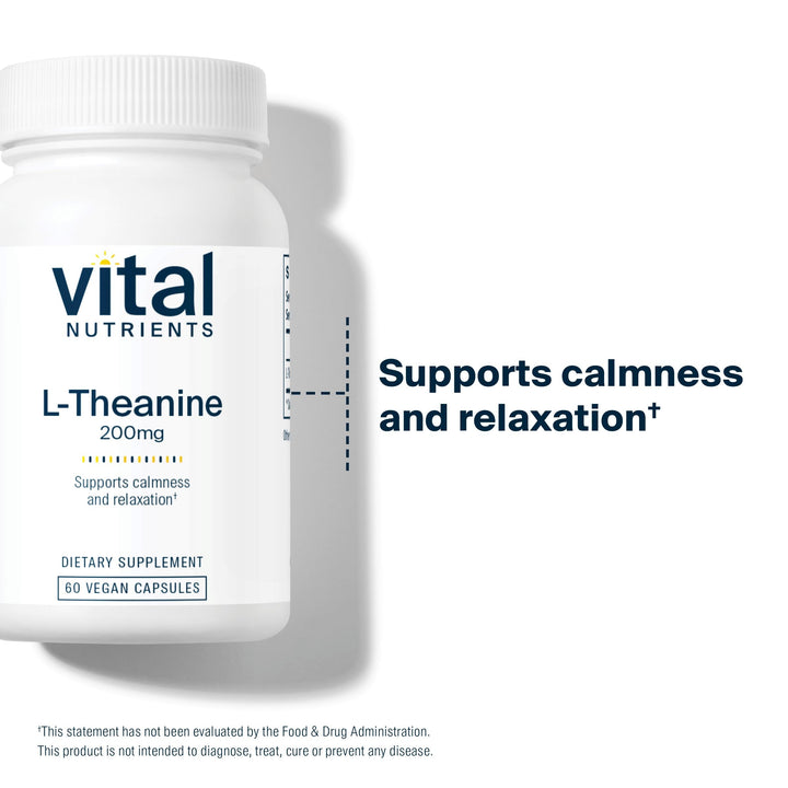 L-Theanine 200mg | Vegan Supplement | L Theanine Supplement Supports Normal Stress Levels and Cognitive Function* | Gluten, Dairy and Soy Free | 60 Capsules
