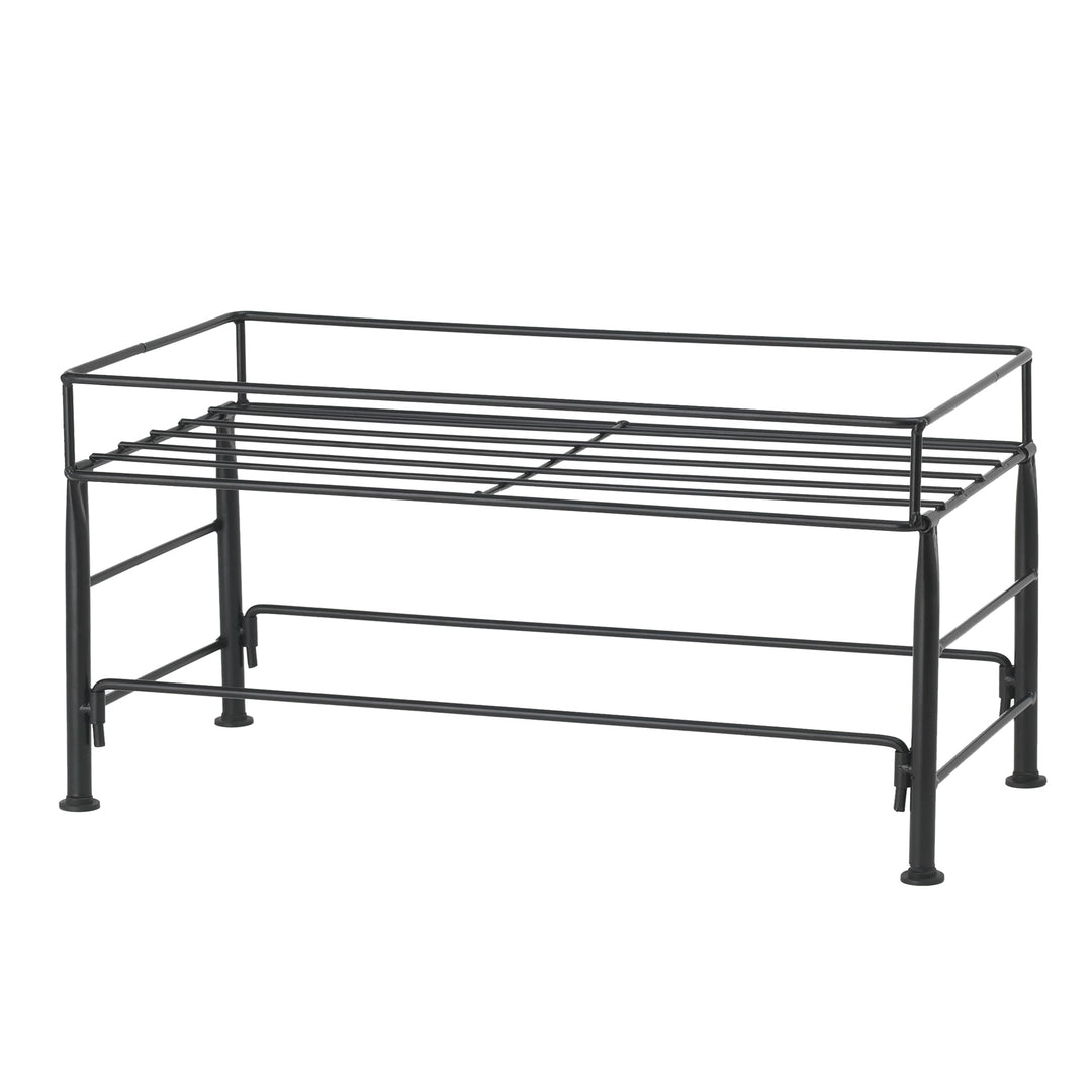 PetRageous 81031 Tobys Set The Table Steel Frame Dog Feeder, 7-Inch Tall by 18-Inch Long and 8.5-Inch Wide, Holds Two 8-Inch Diameter Bowls, for Medium Dogs And Cats, Black