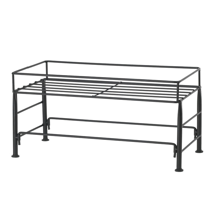 PetRageous 81031 Tobys Set The Table Steel Frame Dog Feeder, 7-Inch Tall by 18-Inch Long and 8.5-Inch Wide, Holds Two 8-Inch Diameter Bowls, for Medium Dogs And Cats, Black