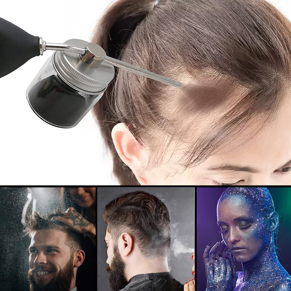 Powder Spray Bottles, 12.5G Hairdressing Tools Hair Building Fiber Spraying Bottle, Powder Duster Applicator Nozzle Pump Hair Loss Sprayer Atomizer, Dry Glitter/Mica Spray Pump Dispenser