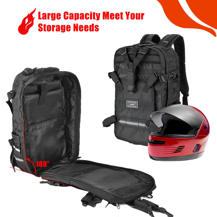 Motorcycle Helmet Backpack Large Capacity Motorcycle ATV/UTV Cycling Riding Helmet Holder Bag Military Helmet Molle Storage Bag Waterproof Tactical Hiking Backpack
