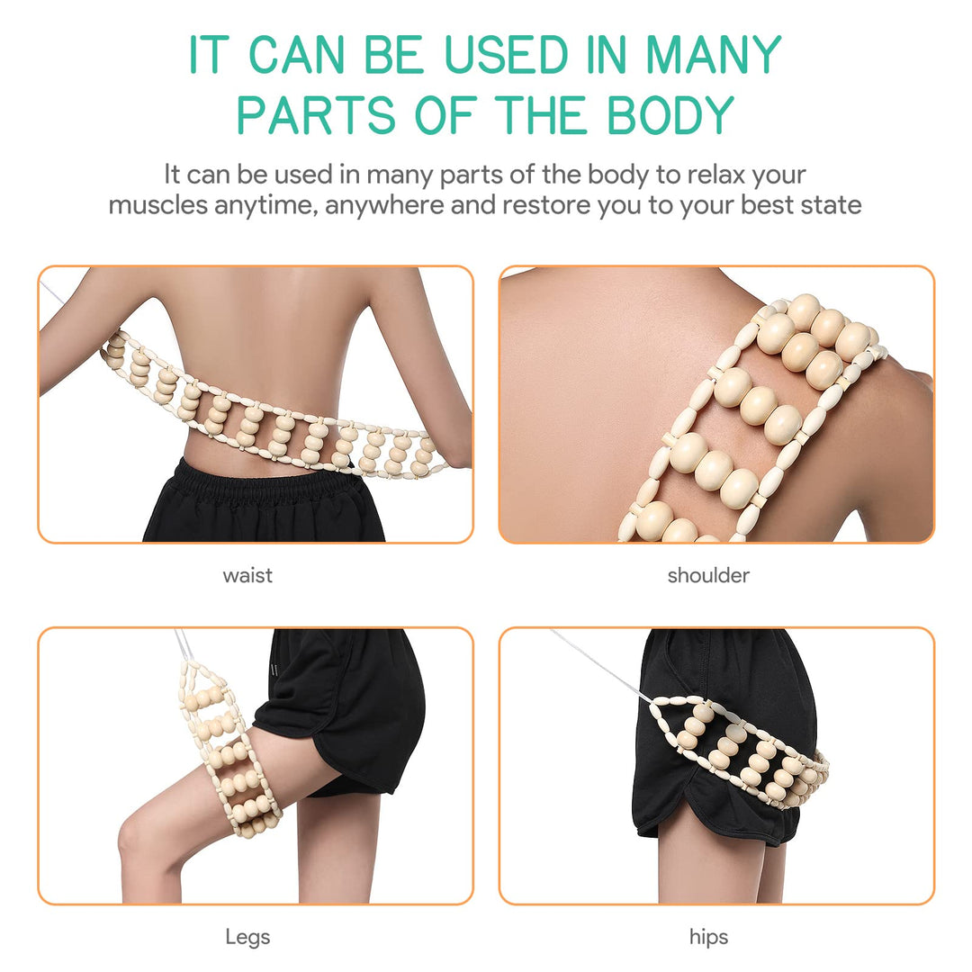 Wood Therapy Massage Tools -Wooden Massage Roller-Roller Rope Wooden Self Maderoterapia kit Used to Relieve Muscle Pain