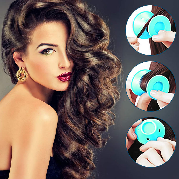 40 Pcs Magic Hair Rollers Include 20 pcs Large Silicone Curlers and 20pcs Small Silicone Curlers (Pale Cyan)