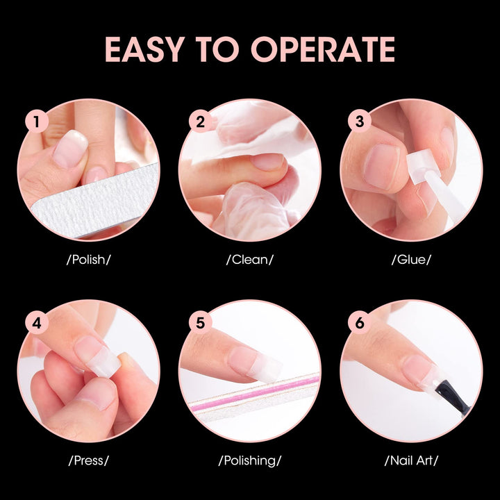 Short Nail Tips - 1000PCS Nail Tips Short French Style Square Tips for Acrylic Nails Half Cover with Case for Nail Salon