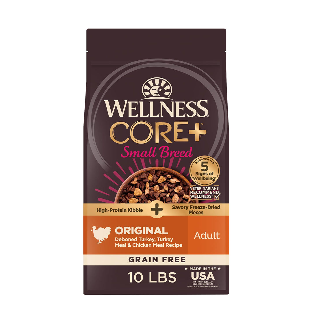 CORE+ (Formerly RawRev) Dry Dog Food with Freeze Dried Pieces, Small Breed, Grain Free, High Protein, Natural, Original Turkey & Chicken Recipe, (10-Pound Bag)