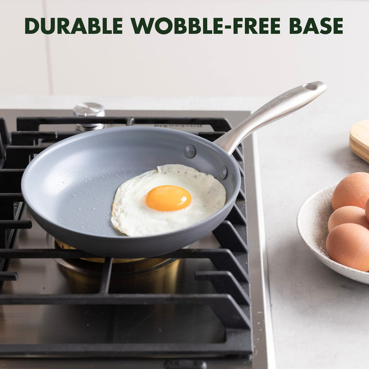 Lima Ceramic Hard Anodized 8 Frying Pan Skillet Nonstick, PFAS/PFOA-Free Nontoxic Pots and Pans, Oven & Broiler Safe, Stainless Steel Handle, Cookware for Eggs & Omelet, Gray