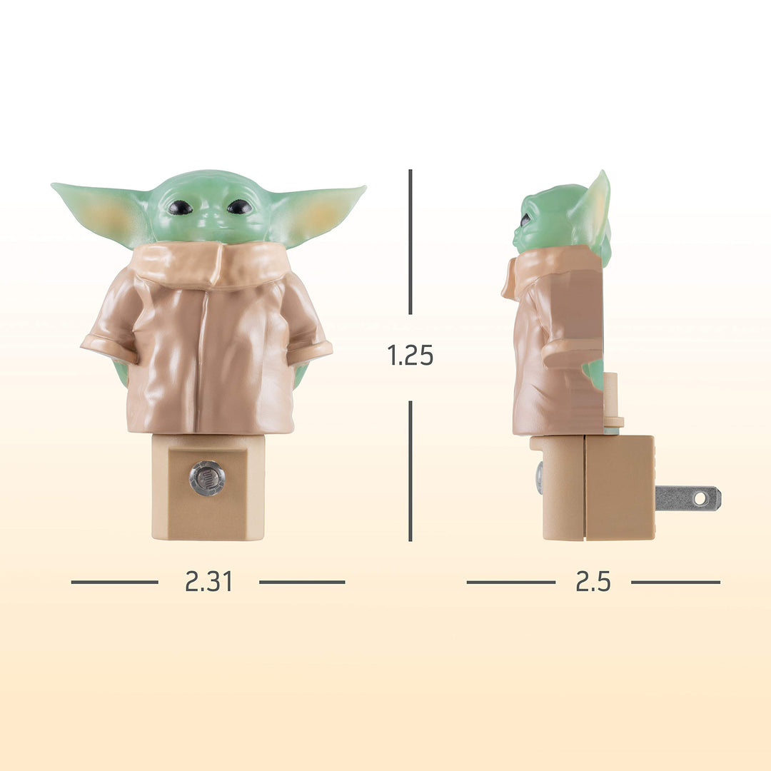 LED Night Light, Baby Yoda Figure, Plug-in, Dusk to Dawn Sensor, Mandalorian, Grogu, UL-Certified, Cute Nightlight for Kids, Bedroom, Bathroom, Hallway, Game Room, Gifts, 53233