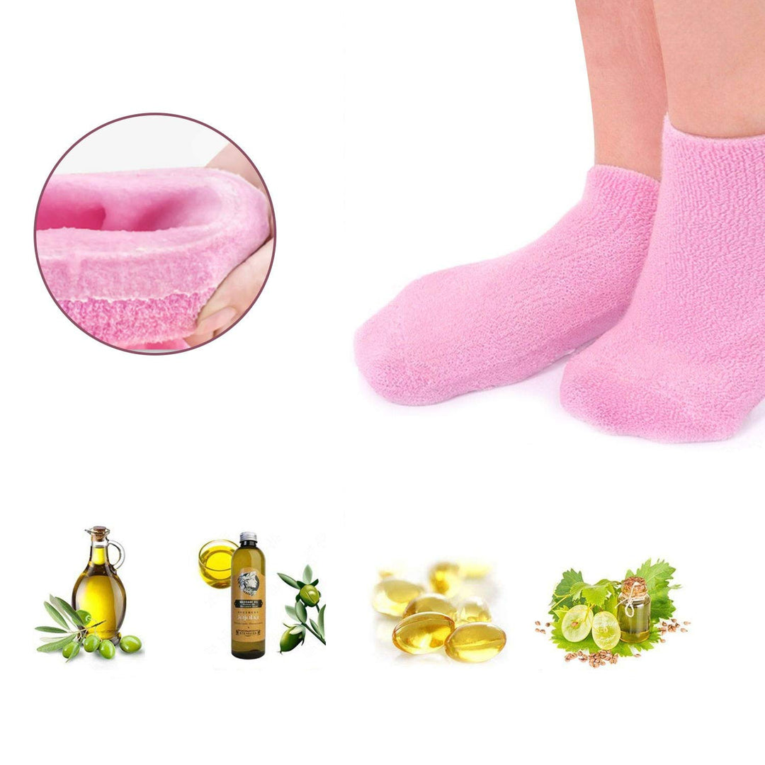 Spa Gel Socks for Cracked Skin Moisturising feet care Soften Exfoliating Dry Heel Booties pedicure(socks, pink)